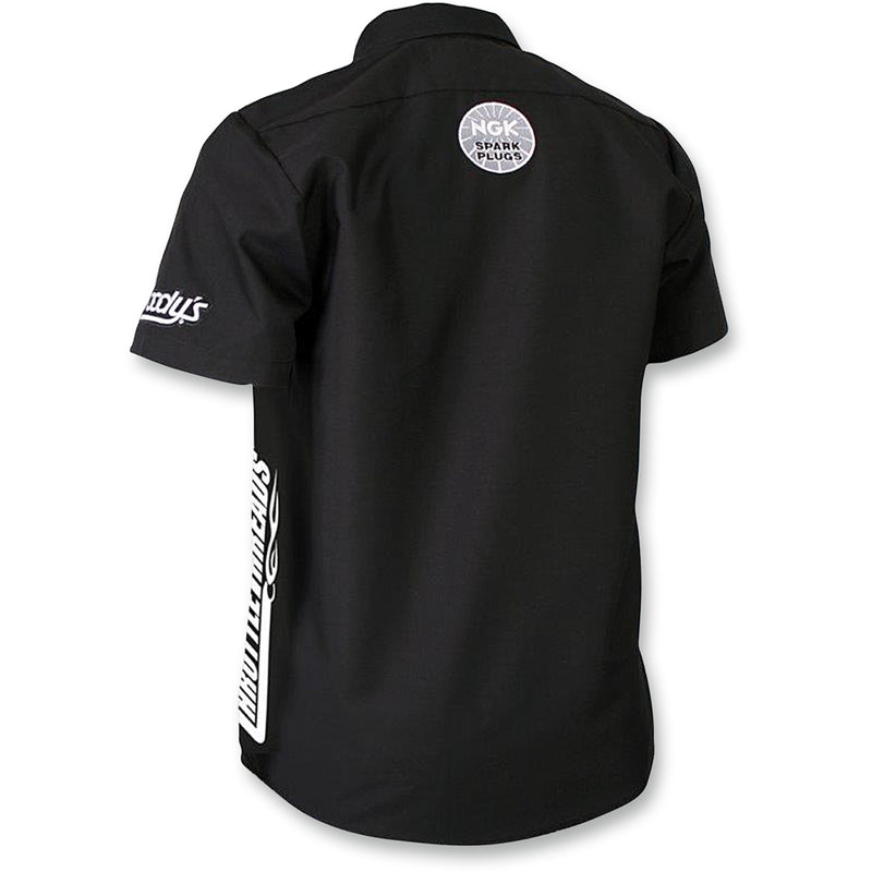THROTTLE THREADS 3050-2977 TT430S24BKMR Throttle Threads Snow Monochrome Shop Shirt Throttle Threads Snow Shop Shirt - Black - Medium