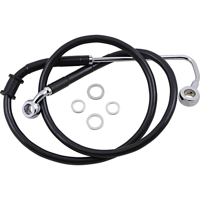 DRAG SPECIALTIES 1741-5785 Extended Length Stainless Steel Brake Line Brake Line - +6" - Black - '15-'17 Softail