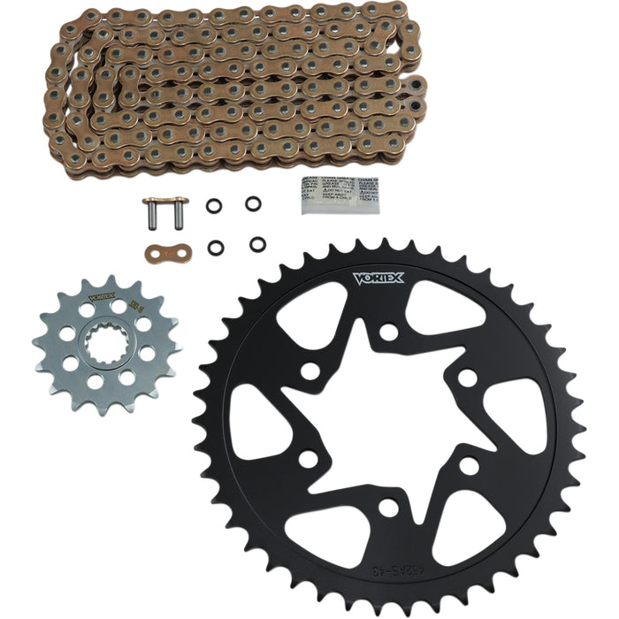 VORTEX 1230-1159 CKG6387 OES Original Equipment Steel Chain Kit Chain Kit - Gold - Kawasaki - ZX-6R