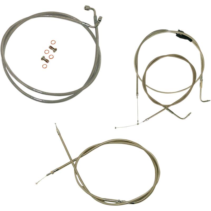 LA Choppers Standard Stainless Braided Handlebar Cable Brake Line Kit 15"-17" Ape Hangers - LA-8005KT-16 For Harley Touring 1996-2007