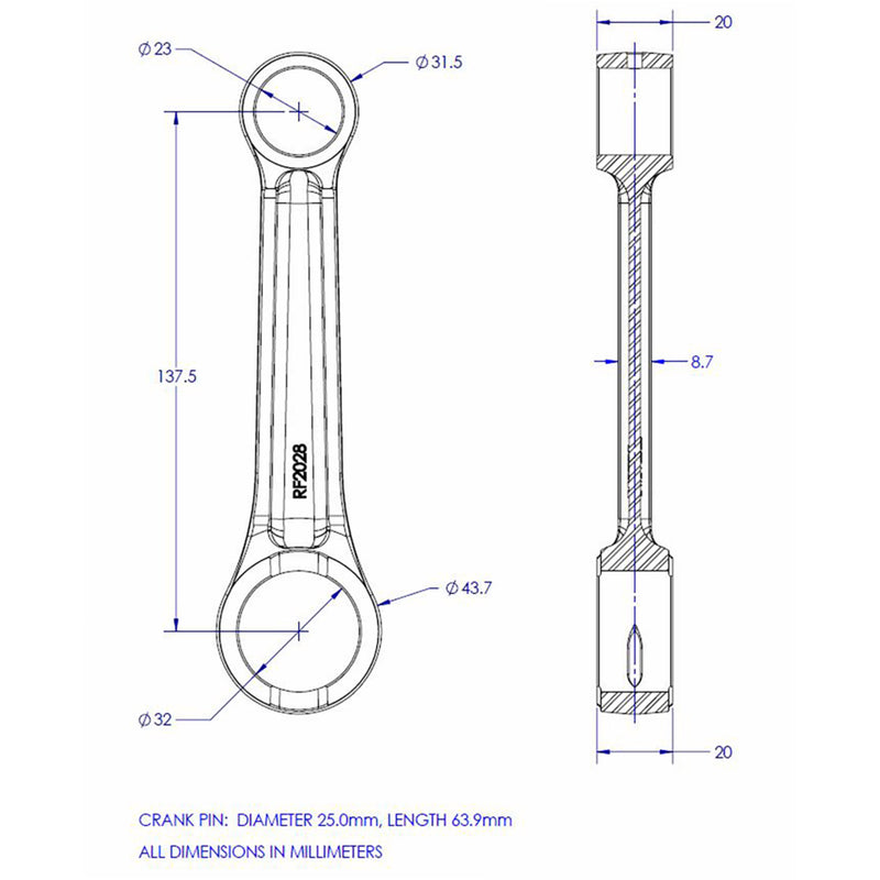 Vintco Connecting Rod Kit - KR2028 Yamaha Dirt Bikes 1980-1990