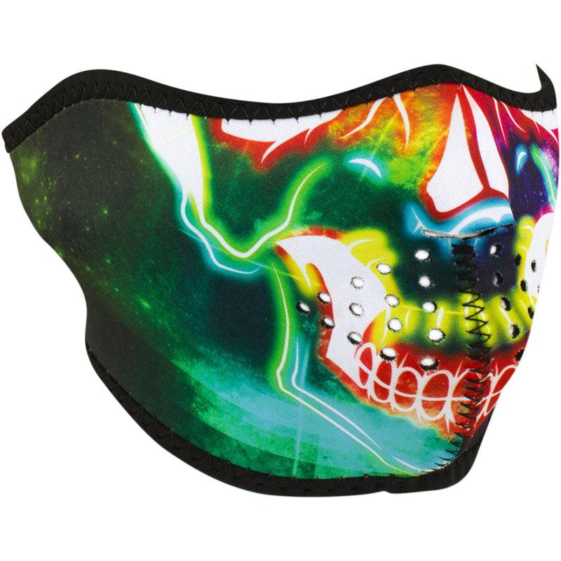 ZAN HEADGEAR 2503-0308 WNFM098H Neoprene Face Masks Neoprene Half Mask - Neon Electric Skull