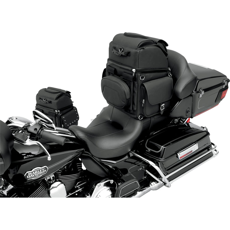 SADDLEMEN 3515-0120 EX000440 BR3400EX Combination Backrest, Backseat, and Sissy Bar Bag Sissy Bar Bag - Black