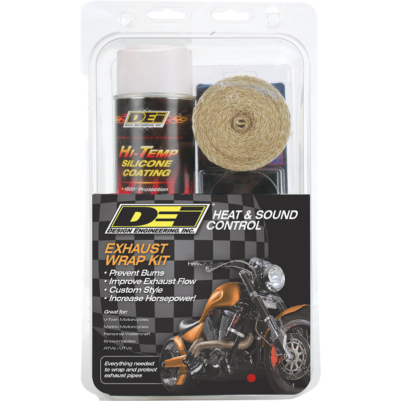 DEI 1861-1556 901332 Exhaust Wrap Kit tan wrap w/ white ht silicone™ coating