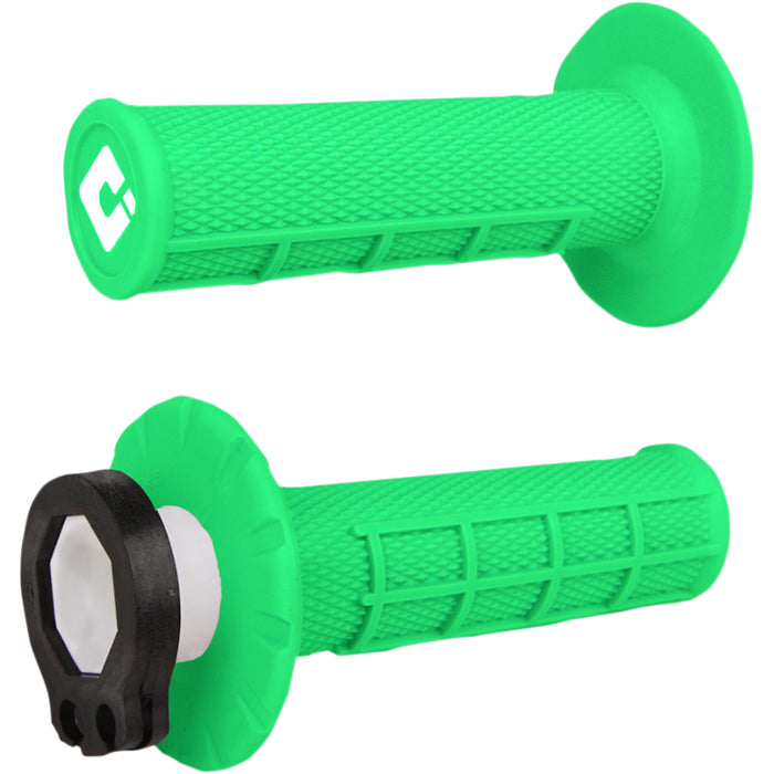 ODI 0630-2273 H36HWN V2 Waffle Lock-On Grips Grips - MX - Half Waffle - Fluorescent Green