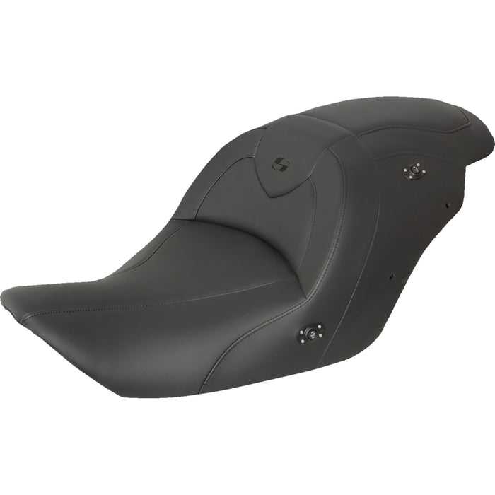 SADDLEMEN 0810-2337 H23-20-187HCT Heated RoadSofa™ Seat Seat - RoadSofa™ - without Backrest - Black w/ Black Stitching - Heated - GL1800 '14-'17