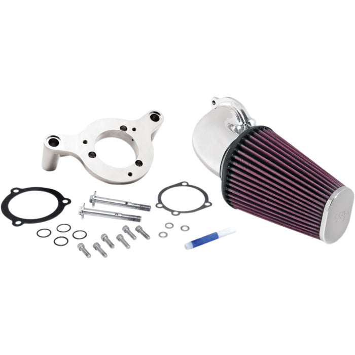 K & N 1010-2022 57-1125P Aircharger® Intake System with Mandrel-Bent Aluminum Intake Tube Kit bright chrome