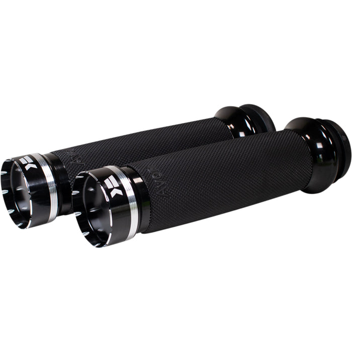 KHROME WERKS 0630-2723 500100 Tracer Grips - Custom Contour - TBW - Black