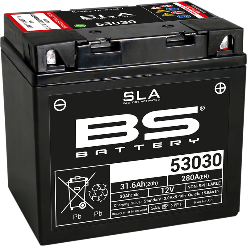 BS Battery SLA Factory Activated AGM Maintenance-Free Battery 53030 - 300880 For BMW Motorcycles 1973-1996 | Moto Guzzi Motorcycles 1977-2005