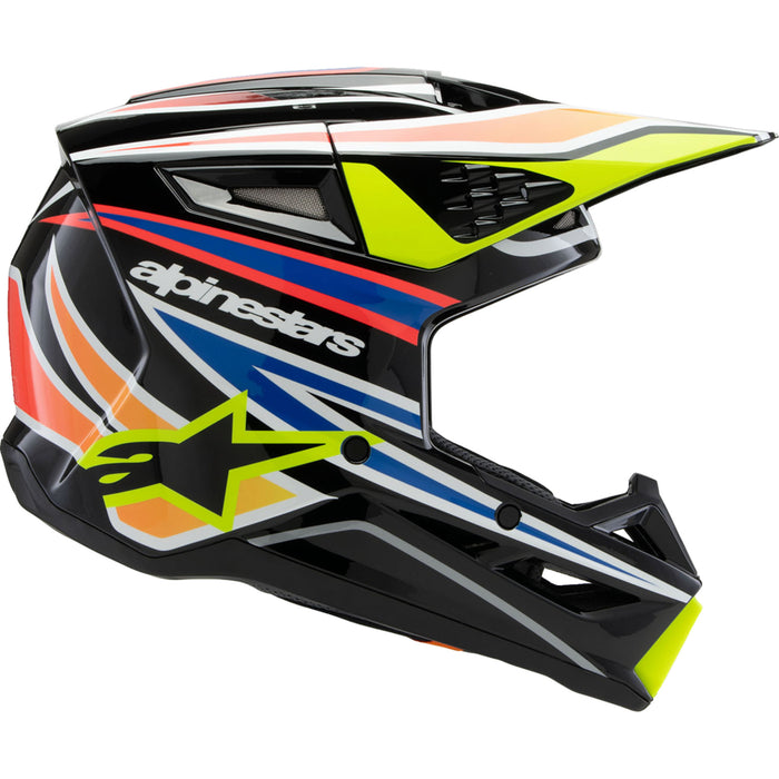 ALPINESTARS Youth SM3 Wurx Helmet - Gloss Black/Yellow Fluo/Blue/Red