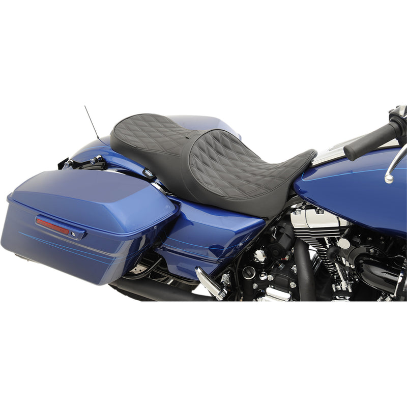 Drag Specialties Forward Positioned 2-Up Low Profile Touring Leather Seat Low Forward Touring Seat Diamond FL - 0801-1011 For Harley Touring 2008-2024