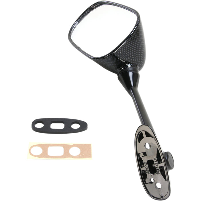 EMGO 0640-1067 20-97204 Carbon Fiber Mirror Mirror - Side View - Black/Carbon Fiber - Rectangle - Left - Suzuki