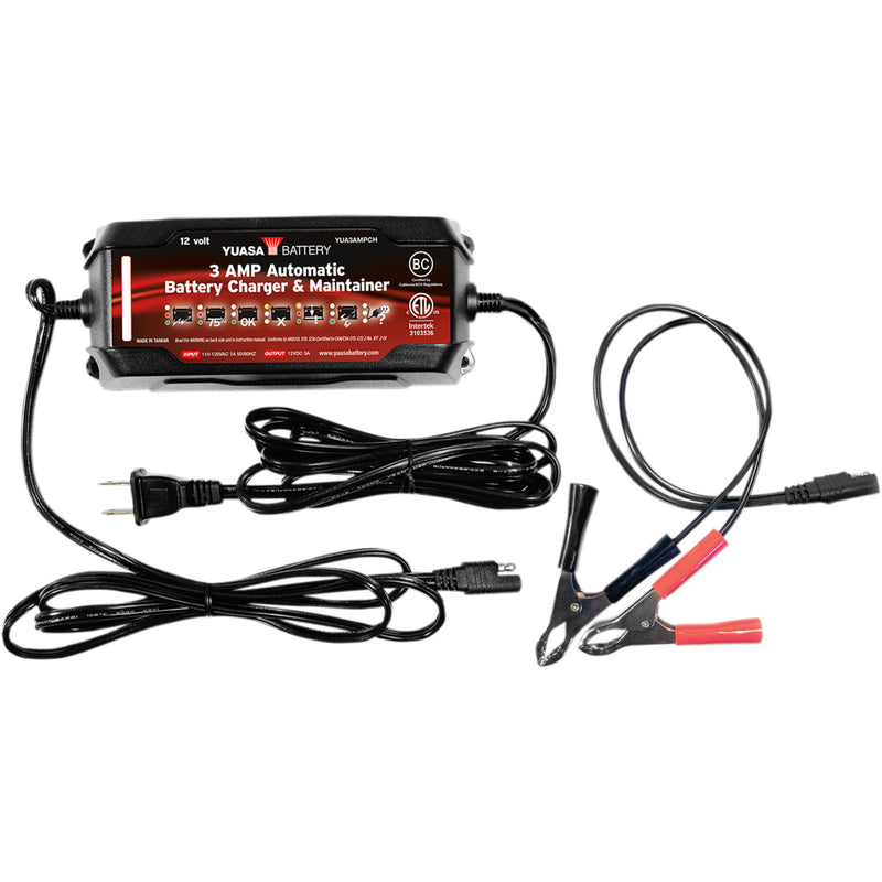 YUASA 3807-0462 YUA3AMPCH Automatic Battery Charger and Maintainer Battery Charger - 3 A - 12V