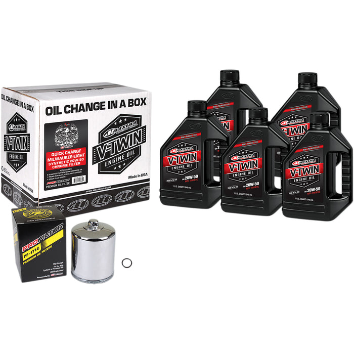 MAXIMA RACING OIL 3601-0723 90-129015PC Quick Change Milwaukee-Eight Synthetic 20W-50 Oil Change Kit Quick Change M8 Synthetic 20W-50 Oil Change Kit - Chrome Filter