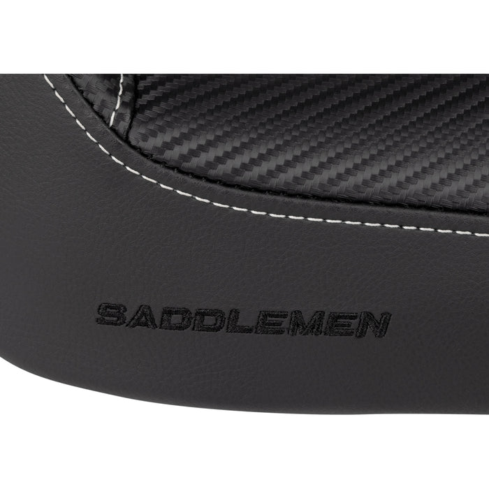 SADDLEMEN 0803-0498 896-04-0042 Dominator Solo Seat - w/o Backrest- Black w/ Gray Stitching - FXD/WG '96-'03