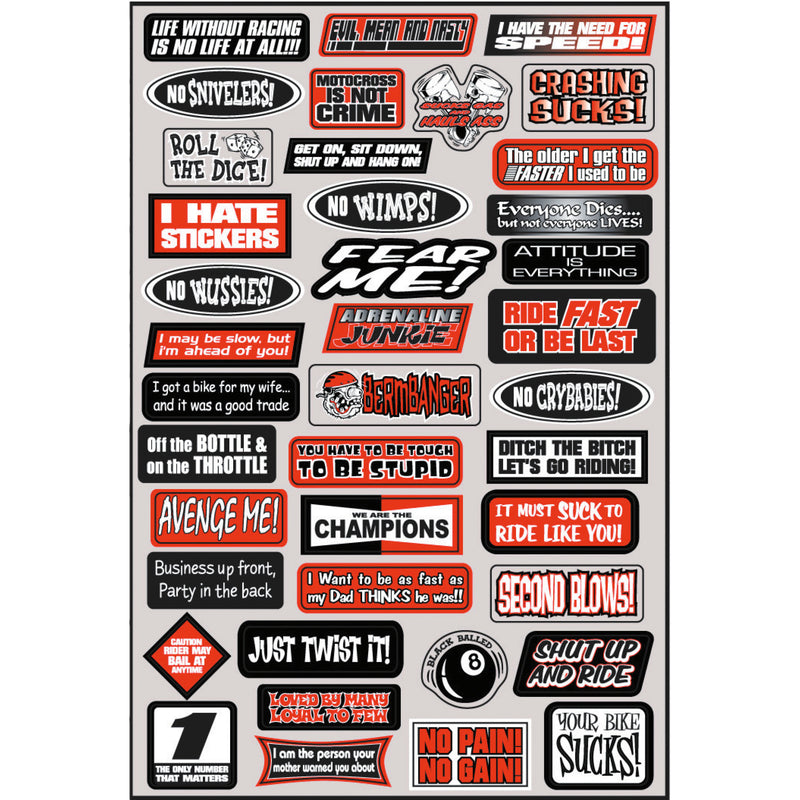 FACTORY EFFEX 4320-0030 07-68012 Sponsor Sticker Kit Decal Kit - Fun Phrases