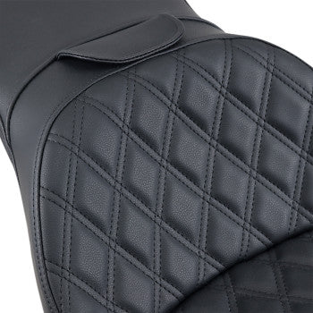 SADDLEMEN 0802-1075 806-12-030LS Explorer Seat - With Backrest - Lattice Stitched - Black - FXST