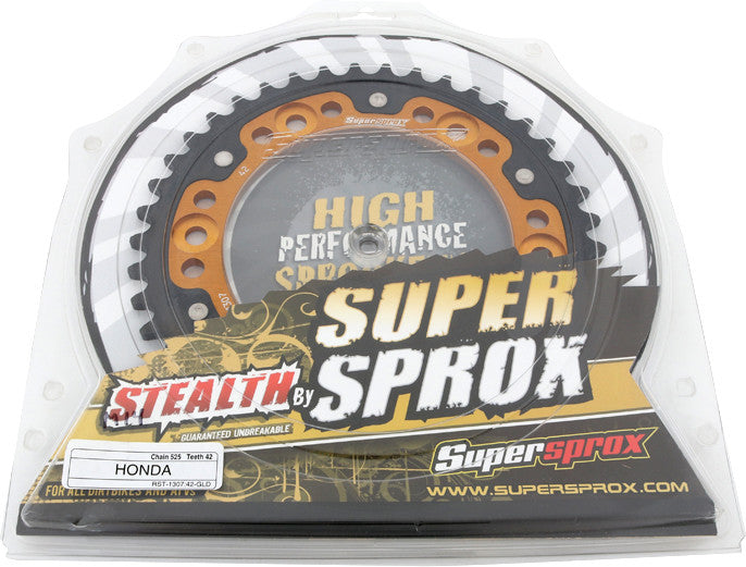 Supersprox Rear Stealth Sprocket Aluminum Steel 42T-525 GLD - RST-1307-42-GLD Honda CBR600F F4I / CBR600F4i / CBR600RR 2001-2016
