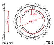 Jt Sprockets 55-540 JTR5.40 REAR SPROCKET STEEL 40T-520 APR/BETA/BMW/HUSQ