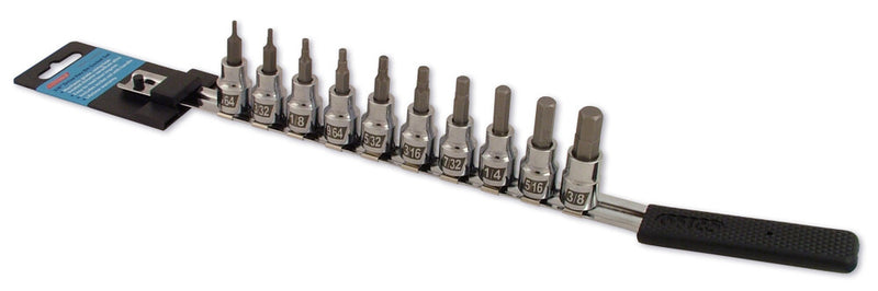 Cruz Tools 57-0015 IN38HBS SOCKET BIT SET 10PC HEX STANDARD