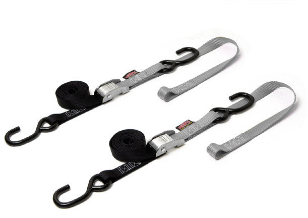 Powertye TIE-Down CAM S-Hook Soft-TYE 1"X6' Black Silver Pair - 23624 BK/CHRM