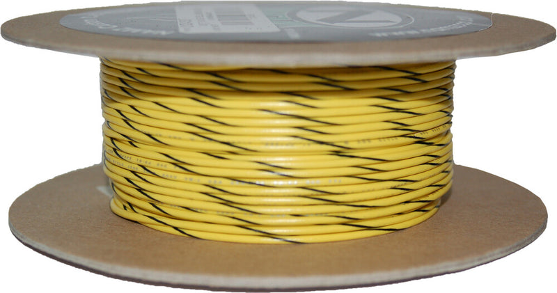 Namz Custom Cycle 850-08945 NWR-40-100 #18-GAUGE YELLOW/BLACK STRIPE 100' SPOOL OF PRIMARY WIRE
