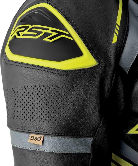 Rst 556-3604242 103604F.YEL-42 S1 D3O SUIT BLK/GRY/FLO YEL LEATHER MD