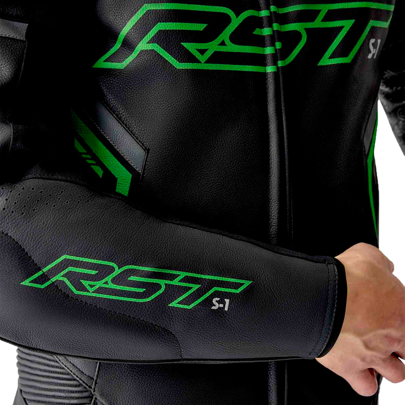 Rst 556-3604342 103604F.GRN-42 S1 D3O SUIT BLK/GRY/FLO GRN LEATHER MD