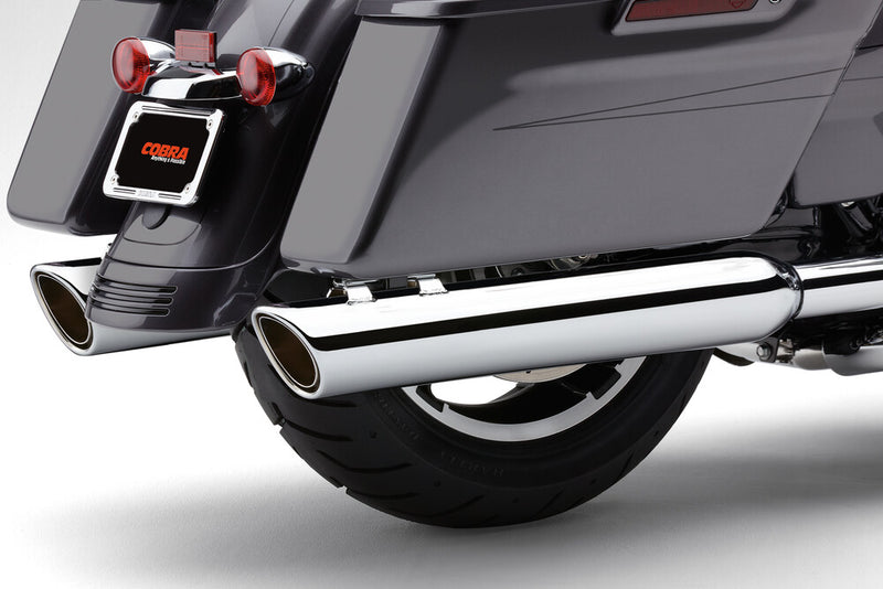 Cobra 909-Twins 4" Slip-ONS Chrome FLH FLT - 6106 For Harley Touring 1995-2016