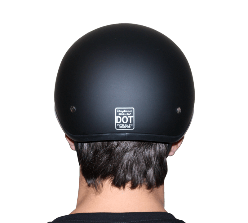 DOT Approved Daytona Skull Cap Half Shell Motorcycle Helmet - Beanie Style for Motorcycles, Cruisers, Scooters, and Mopeds W/O Visor- Dull Black
