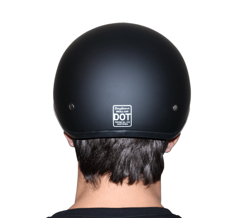 DOT Approved Daytona Skull Cap Half Shell Motorcycle Helmet - Beanie Style for Motorcycles, Cruisers, Scooters, and Mopeds W/O Visor- Dull Black