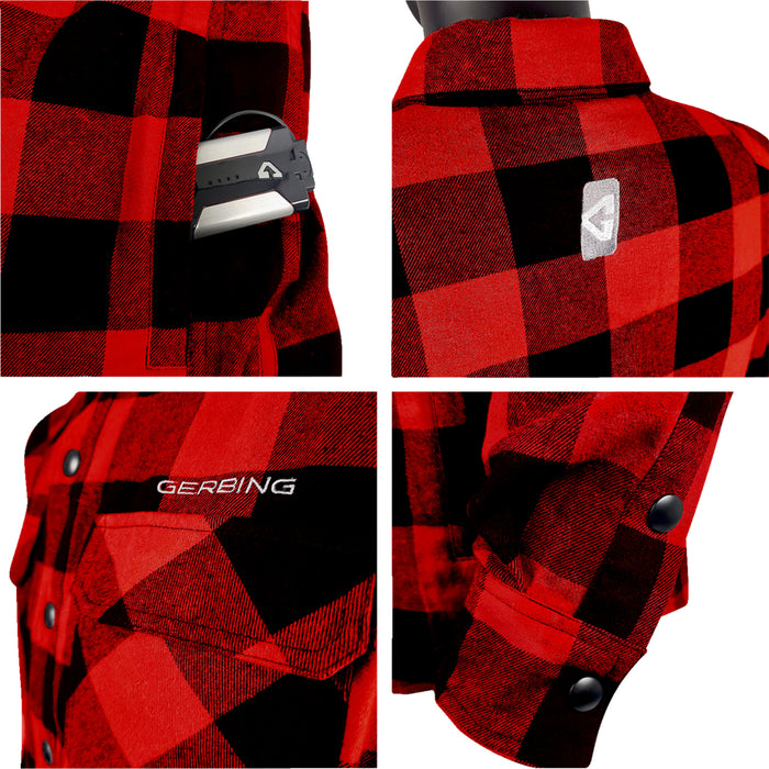 GERBING HEATED CLOTHING 7 V Battery Flannel Shirt Red/Black