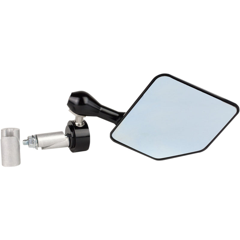 DRIVEN RACING 0640-1070 DHBMR-BK Halo Stainless Steel Bar End Mirror Halo Mirror - Black - Right