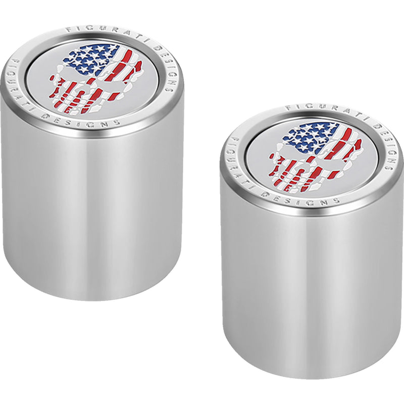FIGURATI DESIGNS 3550-0353 FD24-DC-2730-SS Docking Covers red/white/blue american flag skull - silver
