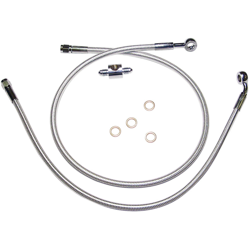 Magnum Shielding Braided Rear Brake Line Kit Rear Sterling Chromite II - 3609A For Harley Softail 1987-1999