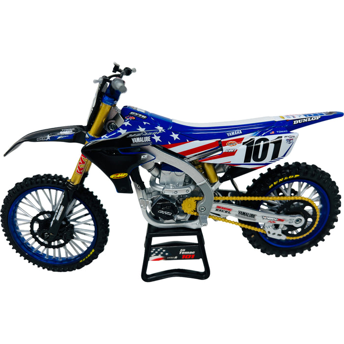 NEW RAY TOYS 7001-0038 58423 Yamaha Factory Race Team Bike Yamaha YZ450F Motocross of Nations Bike - Eli Tomac - 1:12 Scale - Red/Blue/Yellow