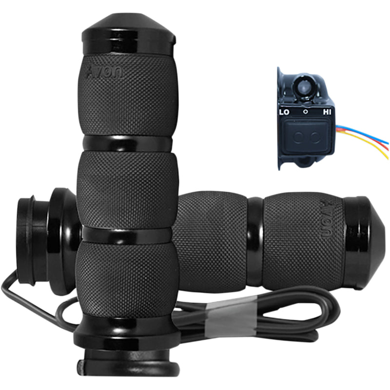 Avon Grips Heated Grips Grips Heated Air Cushion TBW Black - AIR-90-AN-FL-HT For Harley Motorcycles 2008-2023