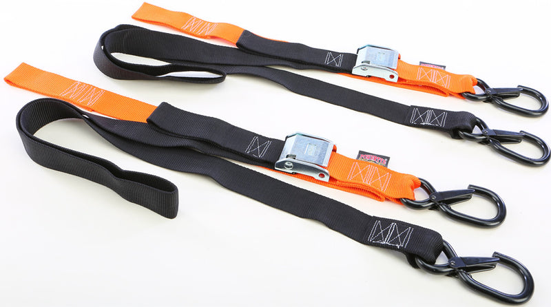 Powertye TIE-Down CAM SEC Hook Soft-TYE 1.5"X6' Black Orange Pair - 29629-S