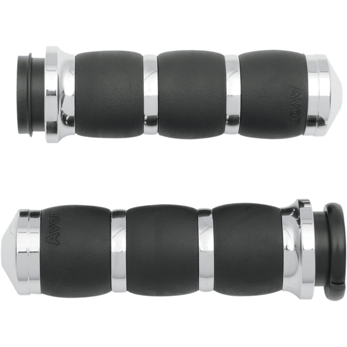 AVON GRIPS 0630-0968 AIR-93-FLY 3-Ring Velvet Air Grips - TBW - Chrome