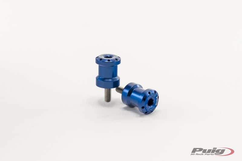 Puig Hi-Tech Parts Swingarm Spools HI-Tech 6MM Blue 2/PK - 5922A For Yamaha Motorcycles 1987-2021 | Aprilia Motorcycles 1998-2021