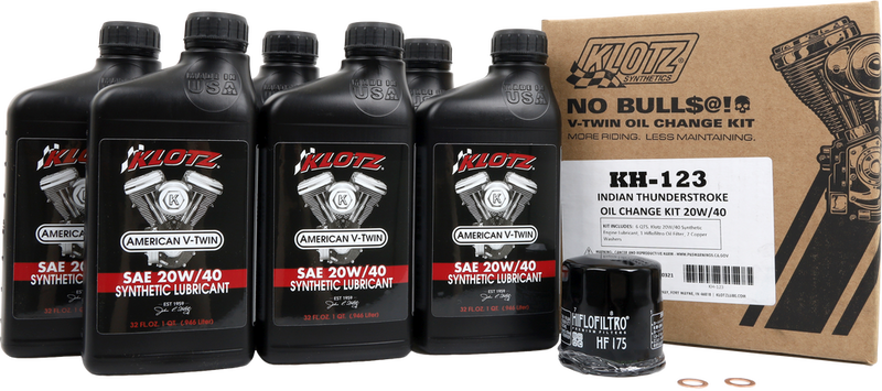 Klotz Oil 842-0170 KH-123 INDIAN THUNDERSTROKE 6QT SYNTHETIC OIL CHANGE KIT
