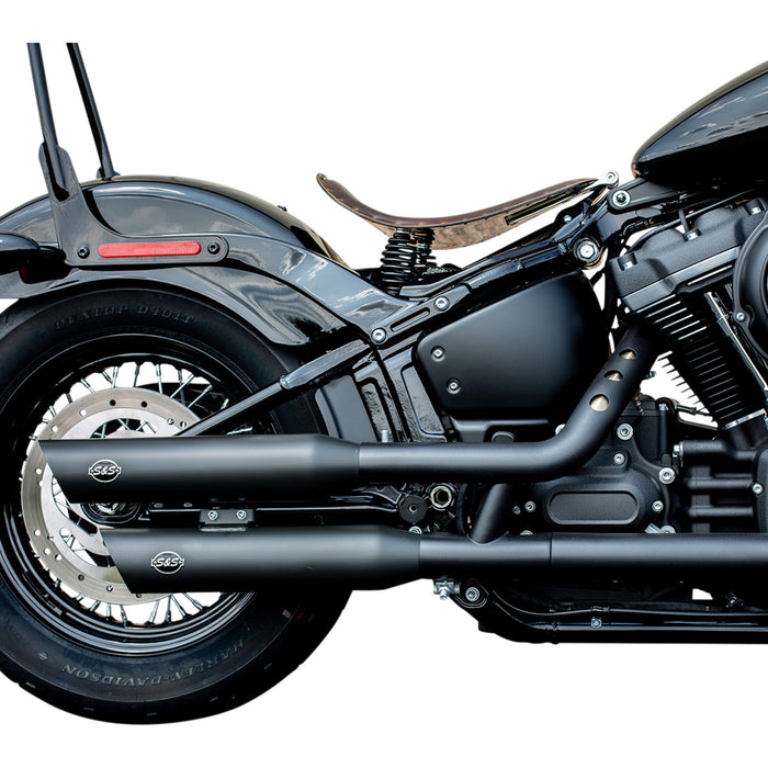 S&S CYCLE 1801-1354 550-0735 Slash Cut Race Slip-On Mufflers - Black