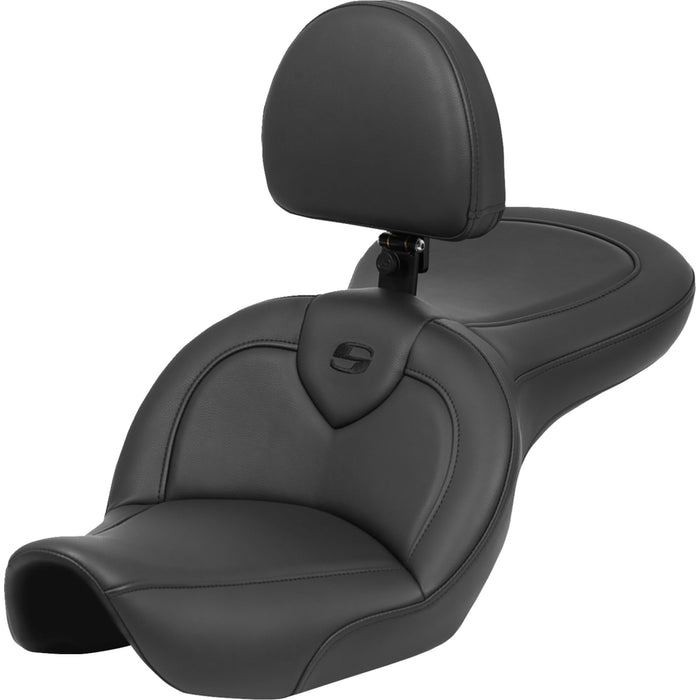 SADDLEMEN 0803-0726 896-05-187BR Roadsofa™ Standard Reach Seat - with Backrest - Black - FXDWG '96-'23