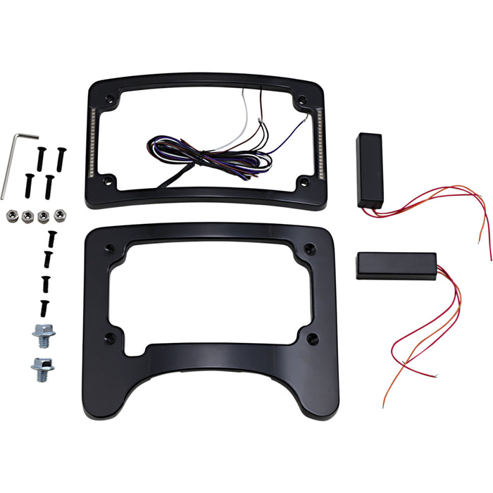 CUSTOM DYNAMICS 2030-1495 TS-ELIM-06BCM-B Turn Signal Eliminator with Tri Radius Illuminated Plate Frame - License Plate Frame/Turn Signal Eliminator - Black