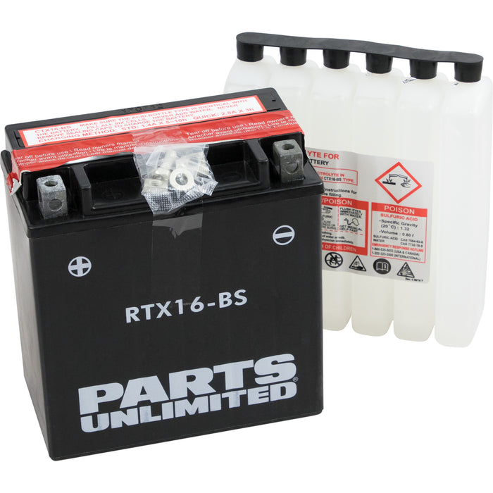 PARTS UNLIMITED RTX16-BS AGM Maintenance-Free Battery AGM Battery - YTX16-BS .8 L