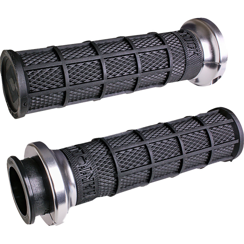 ODI Hart-Luck Signature V-Twin Lock-On™ Grips Black Silver - V31ITW-BB-S For Indian 2018-2024