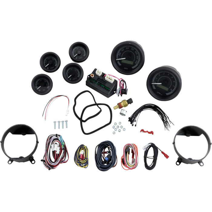 DAKOTA DIGITAL 2212-0567 MVX-8600-KG-K MVX-8K Series Analog/Digital Gauge Kit — 8600KGK Model - MVX-8K Series Analog/Digital 6-Gauge Kit - Black Bezel - Black Face with Gray Background