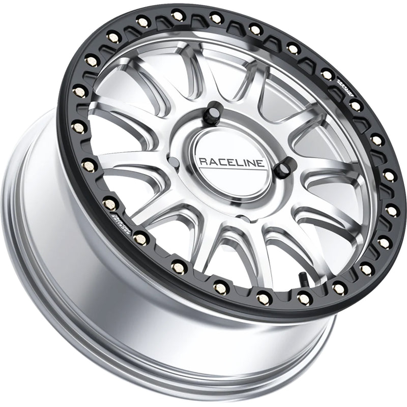 RACELINE WHEELS 0230-1556 A14SB-77012+25 Alpha Beadlock Wheel Wheel - Alpha - Front/Rear - Hyper Silver/with Black Ring - 17x7 - 5/114.3 - +25 mm