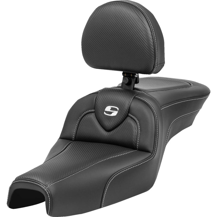 SADDLEMEN 0804-0793 807-03-185BR Roadsofa™ Standard Reach Seat - with Backrest - Carbon Fiber - XL '04-'22