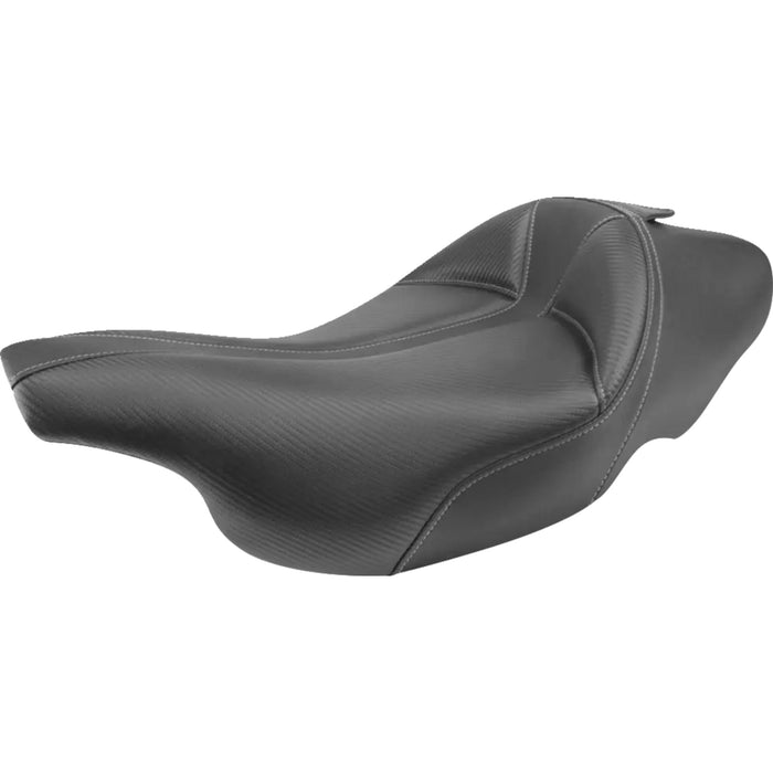 SADDLEMEN 0801-1497 897-07-0042 Dominator Solo Seat - Extended Reach - w/o Backrest - Black w/ Gray Stitching - FLHT/FLTR '97-'07